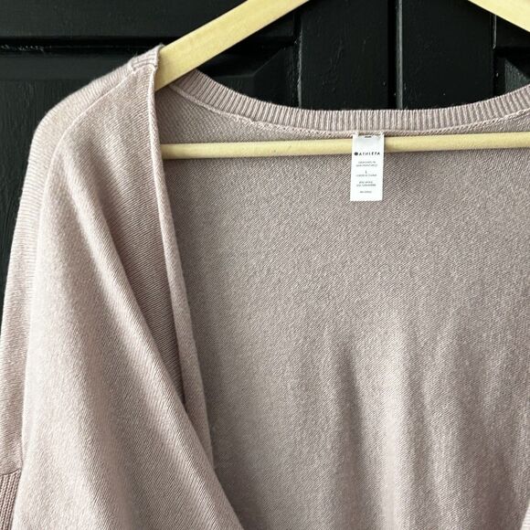Athleta Finale Wool Cashmere Convertible Sweater Size Large Dove Pink Knit Women - Picture 4 of 11